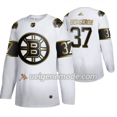 Herren Eishockey Boston Bruins Trikot Patrice Bergeron 37 Adidas 2019-2020 Golden Edition Weiß Authentic